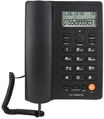 Corded Telephone, KX-T885 English Corded Landline Phone with Hands‑free Calling and Caller ID for Home and Office, Corded Phone(Black)