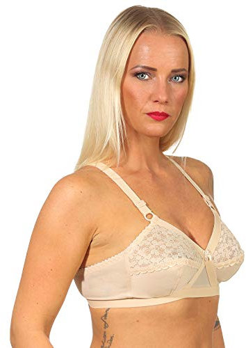 75 DD Kreuzband-BH Weiss, Haut, schwarz, Das Original produziert in Sachsen, perfekte Passform, 50 Jahre bewährter Originalschnitt; Grössen 75 bis 115 Cups A bis DD (E) lieferbar