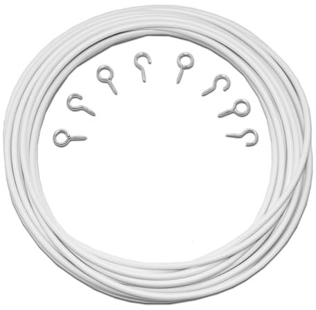 John Aird Net Curtain Wire (1m Length, 2 Eyes & 2 Hooks)