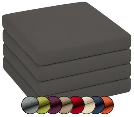 chilly pilley Coussin De Chaise Coussin Assise Housse Amovible avec Zip Ensemble De Coussin De Jardin (4er Set 40x40x5, Gris)