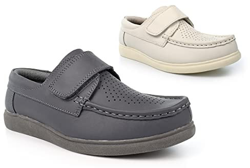 Chaussures de bowling pour homme et femme - Chaussures de bowling avec fermeture tactile - Chaussures de bowling en cuir enduit - Unisexe - Gris/blanc, gris, 46 EU