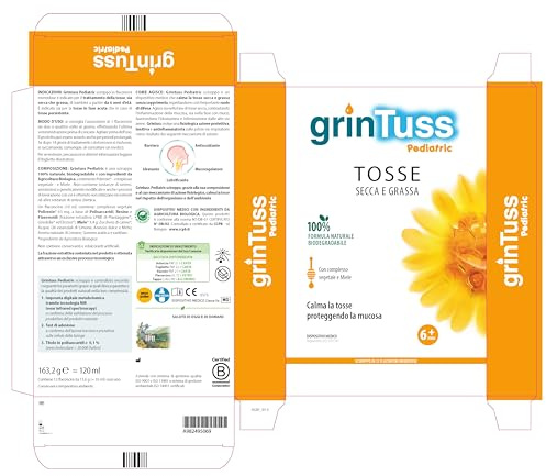 Aboca Grintuss Pedriatic 12 flaconcini Monodose da 13,6 Grammi - Tosse Secca e Grassa- Calma la Tosse Proteggendo la Mucosa