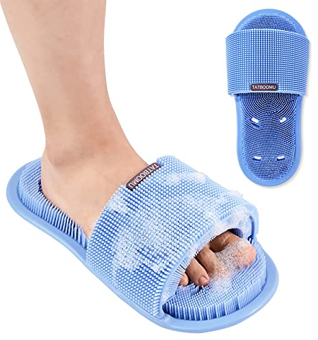 TATBOOMU Shower Foot Scrubber,Soft Silicone Bristles with Non-Slip Suction Cups - Cleans,Smooths,Exfoliates & Massages Your Feet Without Bending,Improve Circulation & Soothes Tired Feet (1PCS Blue)