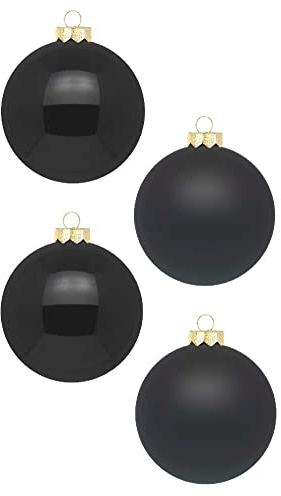 Weihnachtskugeln 12 STK 8cm | Schöne Christbaumkugeln aus Glas | Große Kugeln in Karton-Box | Christbaumschmuck Weihnachtsbaumschmuck Weihnachtsbaumkugeln (Ebony Black | Schwarz Glanz Matt)