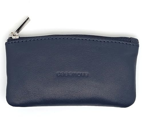 Porte-Monnaie Cuir - 1 Fermetures éclair - Anneau Porte-clés - 10032 Bleu