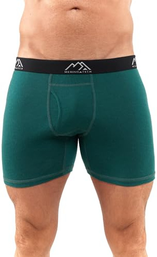 Merino.tech Merino Wool Underwear Mens - 100% Merino Wool Base Layer Boxer Briefs for Men (Medium, 1 Pack - 190 Forest Green)