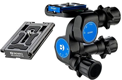 Benro GD3WH 3-Way Geared Head with Additional ArcaSmart70 Plate (GD3WHACS70)