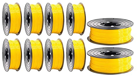 PETG Filament 3D Drucker 1,75mm / 10 x 1kg Rolle gelb für 3D Printer oder Stift 10er Set (10Kg)