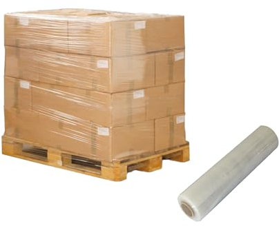 JECO - Lot de 24 rouleaux de film étirable manuel transparent 450mm x 300m 17µ bobine film extensible pré-étiré emballage palette colis déménagement
