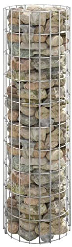 FIRBNUS Palo Gabbione Circolare in Acciaio Zincato Parete Gabbione Gabbioni Metallici Gabbione In Rete Metallica Gabbione Fioriera Cesto Gabbione Fioriera Acciaio Rete Gabbione Giardino Ø30x100 cm