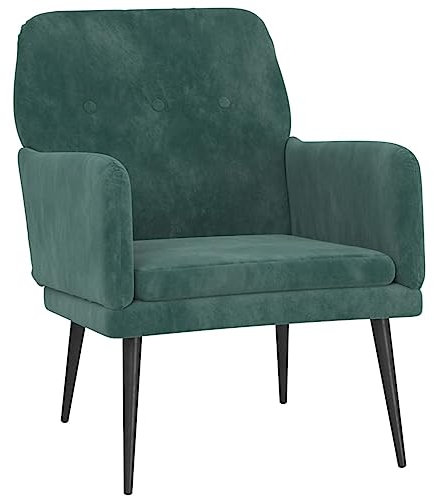 Tidyard Sessel,Fernsehsessel Loungesessel für Wohnzimmer,Relaxsessel Wohnzimmersessel Polstersessel Metallgestell, Relaxstuhl Polsterstuhl 62 x 79 x 79 cm (L x B x H) Samt Metall Sperrholz Dunkelgrün