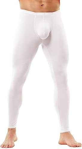 Mens Long Activewear Leggings Solid Casual Training Tights Workout Trousers Yoga Pants White