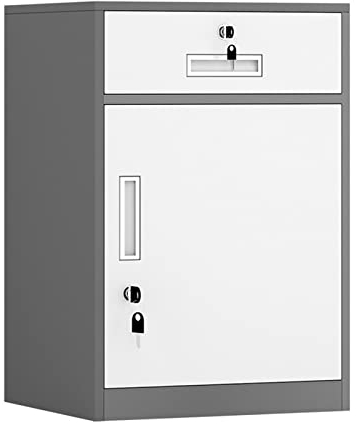 Aktenschrank Aktenschrank mit Schloss, Metall-Aktenschrank unter dem Schreibtisch, 1 Schublade und 1 Aktenschrank for Legal/Letter/A4-Akten, komplett montiert Büroschrank (Color : Grigio)
