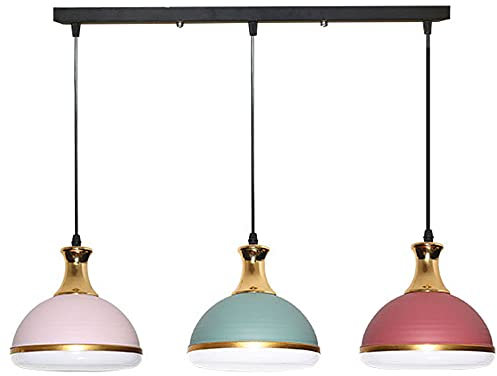 Lampadario in ferro battuto con tavoletta a tre teste, personalità del filo sospeso regolabile Lampada da soffitto in ferro for interni Decorazione semplice Lampada a sospensione Lampada a sospensione