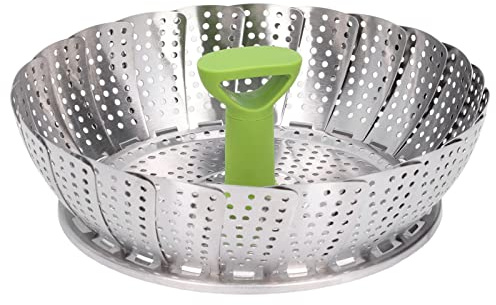 Cesta De Vapor De Verduras Para Cocinar, Vaporera Plegable De Acero Inoxidable Con Inserto De Mango Central Extensible Cesta De Vapor De Alimentos Multifuncional Para Olla De Varios Tamaños(L)