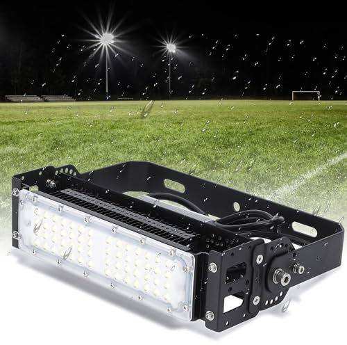 Fari a LED da stadio Spolehli 50W Proiettore 6500lm 6500K Proiettore da stadio Impermeabile IP66 Sistema di illuminazione AC100-265V per stadi, parchi giochi, banchine, piazze, aree esterne (50W）
