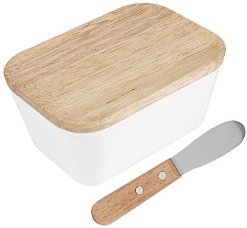 Petit Beurrier Avec Couvercle Et Couteau, Beurrier Polyvalent En Bois De Hêtre, Porte-beurre Pour Toutes les Tailles De Bâtonnets De Beurre – Solution De Rangement Et De Service élégante (250#)