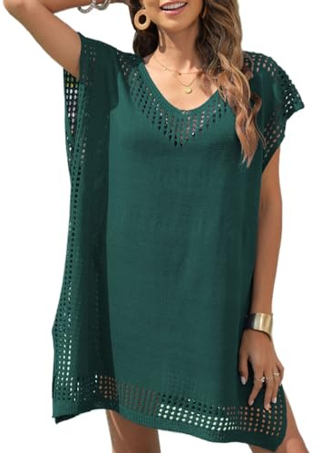 Cozyan Cache Maillot de Bain Femme Robe de Plage Crochet Sarongs en Crochet Été Plage Robe de Plage Femme Ete Chemisiers Chic Elegant Maillots de Bain Cache-Maillots Poncho