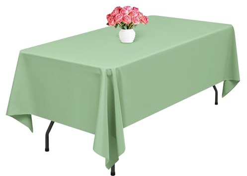 1 Packung Salbeigrün Polyester-Tischdecken,153 x 260 cm rechteckige Tischdecke, waschbar und wiederverwendbar, Flecken- und knitterfest, für Hochzeit, Party, Bankett, Camping, Restaurant, Dekoration