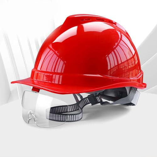 Sicherheitshelm, Hochfester Gürtel, Mehr Als 99% Schutzhelm mit Faltbarer Linse und Belüftetem Design, Geeignet für BAU, Industrie, Arbeiten Im Freien, Bergbau