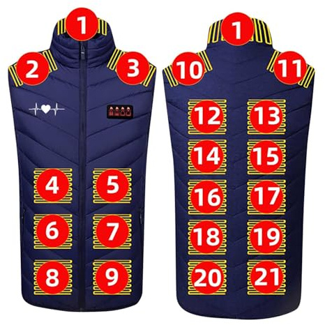 luoluoluo 2026 Upgraded Heated Vest Men Women Electric Heated Gilet USB Charging Heated Waistcoat with 21 Heat Zones 3 Temperature Levels Unisex Heated Body Warmer for Camping Hiking Skiing