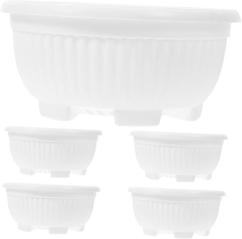 Toddmomy 5pièces Pots De Fleurs Ronds Plastique Trou De Drainage pour Plantes Intérieur Et Extérieur Coloris Blanc pour Succulentes Et Bonsai
