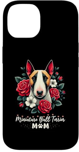 Custodia per iPhone 14 Roses Flowers Miniature Bull Terrier Dad Mini Bull