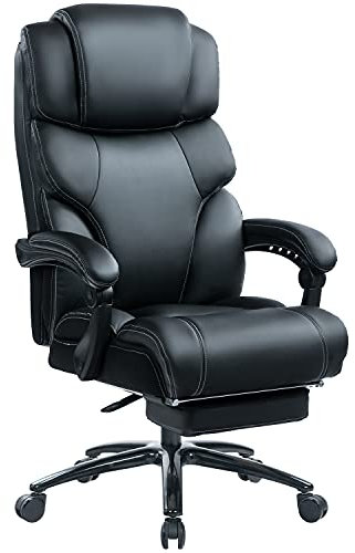 KCREAM Bürostuhl Chefsessel 210 kg,Bürostühle Ergonomisch Schreibtischstuhl Bürodrehstuhl mit Fußstütze, PU Leder Bürosessel mit Extra Breites Kissen,Gaming Office Chair