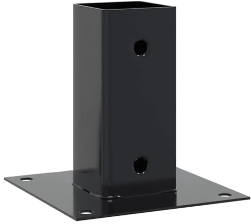 vidaXL Pfostenträger Quadrat 12 Stk. 61x61mm Pulverbeschichteter Stahl, Pfostenschuh, Stützenschuh, Pfostenhülse, Pfostenanker, Stützenfuß