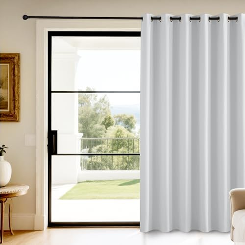 KGORGE Raumteiler Vorhang Blickdicht Tür Thermovorhang Hitzeschutz Ösen | Grauweiß,1 Stück,H240 x B200 cm,Raumtrenner Vorhang Tür,Blackout Curtain,Verdunkelung,Sonnenschutz,für Wohnzimmer