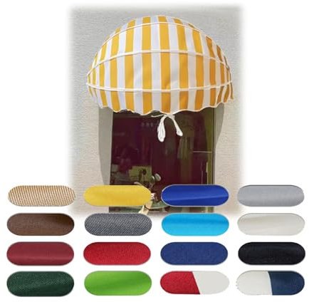 140/150/160/170 Cm Tende Da Sole Da Balcone, Tende Cappottina Da Sole, Tettoia A Cupola Pieghevole Per Porte, Tende Da Sole A Cupola, For Cortile Negozio Cafe Giardino(Yellow white,140cm-55.12in)