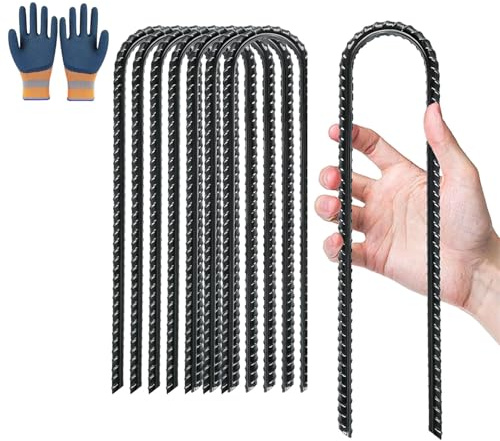 8 Piezas Anclajes de Suelo 30CM,Anclajes de Tierra,Estacas de Acero para Suelo,Estacas de Refuerzo en Forma de U,Piquetas de Acero para Camping,Redes de Fútbol,Cenadores,Trampolín,Tienda de Campaña