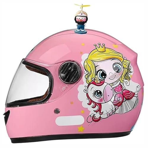 Casco Integrale Da Moto Per Bambini, Casco Da Scooter Omologato ECE Con Visiera Parasole E Sciarpa Rimovibile, Casco Da Scooter Per Bambini E Bambine Dai 3 Ai 12 Anni 4,48-55CM