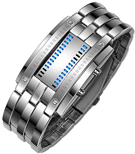Rostfritt klockor armband LED sport datum digital herrklocka Gwg1000, SILVER, En storlek