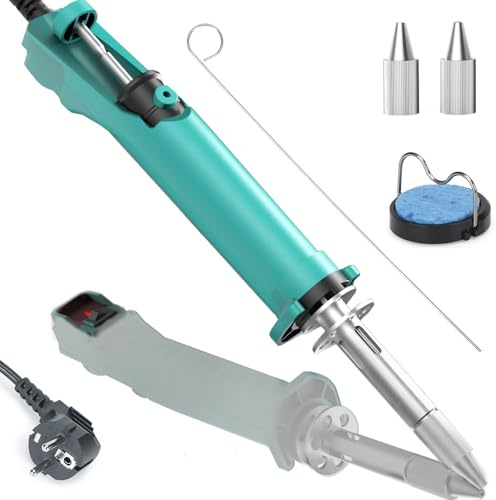 YIHUA 929D-VI Temperaturgeregelter Elektrischer Entlötkolben mit Verbesserter Leistung, Beheizter Entlötpumpe, 3 Düsen und Lötpumpenfunktion(EU Plug)