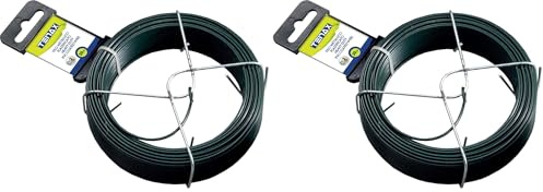 Tenax Hilo Metálico Plastificado Verde, Longitud 30 m, Diámetro 2 mm (Paquete de 2)