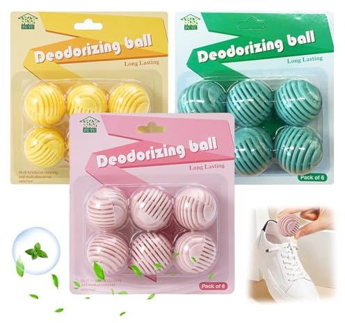 18PCS Shoe Deodorizer Balls Shoe Air Freshener Shoe Smell Remover Shoe Odour Eliminator Long Lasting Fresh for Lockers Wardrobes Gym Bags Homes Cars and Offices