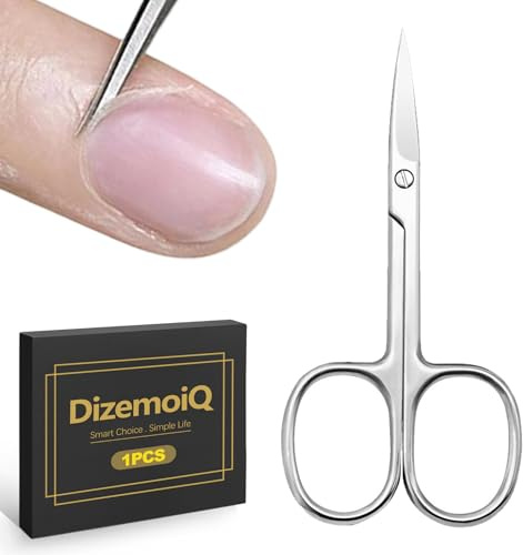 DizemoiQ Nagelbandssax extra fin böjd i rostfritt stål för exakt nagelvård, vass nagelsax för kvinnor och män, rostfri och hållbar