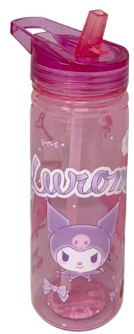 CARTOON 580 ml Kuromi Sanrio vattenflaska i Tritan med inbyggt sugrör och vikbar pip BPA-fri återanvändbar flaska för skola, sport och fritid