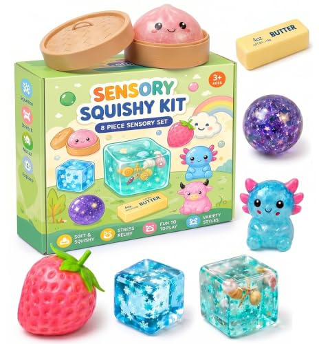 OKESYO Squishy Box Set, Langsam Aufsteigendes Squishies Set, Squishy Fun Box Mystery Set, Anti Stress Spielzeug Set für Erwachsene, Angstlinderung und Dekompression