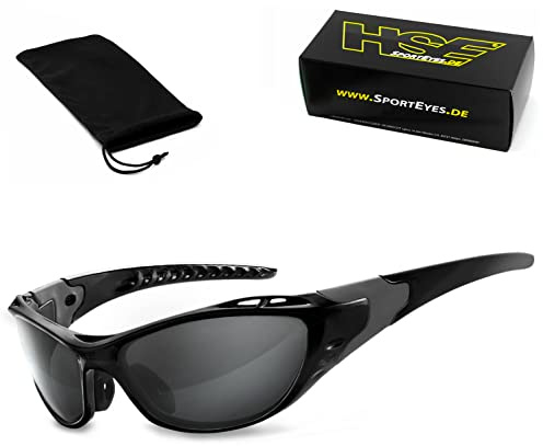 HSE® SportEyes® | Sportbrille, Fahrradbrille, Radbrille, Bikerbrille | beschlagfrei | windabweisend | UV400 Schutzfilter, HLT® Sicherheitsglas
