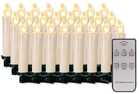 20/30/40/50/60 candele a LED senza fili, dimmerabili, candele di Natale senza fiamma, per albero di Natale, matrimoni, compleanni, feste (custodia bianca latte, 40 pezzi)