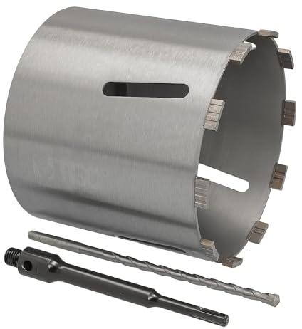 BTEC Punta diamantata per calcestruzzo con lunghezza utile 180 mm, per fori nucleari in calcestruzzo, mattoni, Poroton, ecc. SDS-plus lungo (200 mm) attacco e punta di centraggio Ø 202 mm