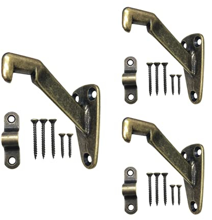 Heavy Duty Handrail Bracket Antique Brass, 3 Pack | HOWTOOL