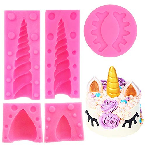 ：Ototon Moule à Pâtisserie en Silicone en Forme de Licorne Mignon Outils de Cuisson Pour Fondant chocolat DIY 3 pcs