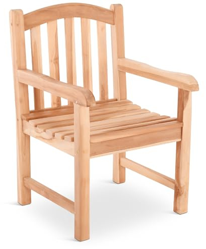 Raburg Lana XL Gartenstuhl, Teakholz, Natur, Gebogene Rückenlehne, Outdoor | Belastbarkeit ca. 130 kg, pflegeleicht, für Garten, Balkon und Terrasse