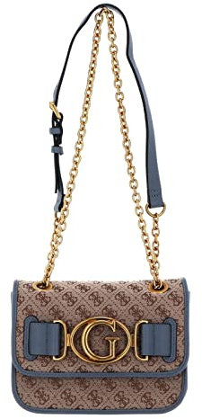 GUESS, AILEEN CROSSBODY FLAP Donna, Blu fumè/Marrone chiaro/Marrone/Oro, taglia unica