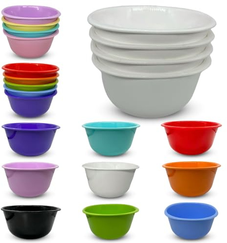 ECO Reusable Unbreakable Colourful Plastic Bowls Set of 4 Shatterproof 100% Food Safe Perfect for Camping, Indoor, Outdoor, and Picnic (White, Small 800ml)