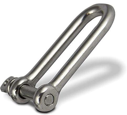 PROTECH 1 Stück Edelstahl Schäkel 8mm Stahlseil Drahtseil Schaekel lang rostfreier A4 V4A Rundschäkel Drehschäkel D-Schäkel