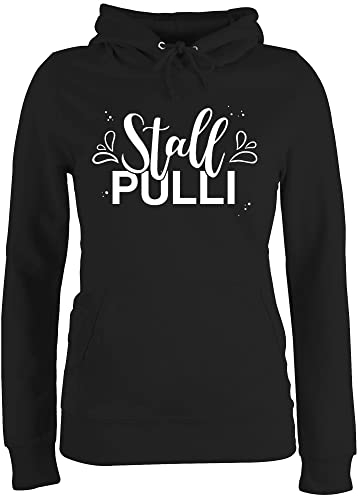 Pullover Damen Hoodie Frauen - Pferde - Stallpulli Lettering - L - Schwarz - reitoberteil pferdeliebhaber stall pulli pferdepulloverdamen sprüche pferd hoddys reithoodies reiten hoddis reitpulli